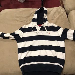 Navy and White Striped Polo Hoodie